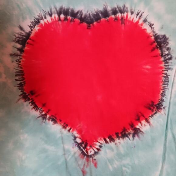 Time and Tru Aqua Heart Tie Dye V-Neck T-Shirt Size 3XL SKU 364 - Picture 2 of 4